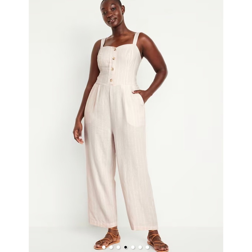Old Navy Button-Front Linen-Blend Cami‎ Jumpsuit